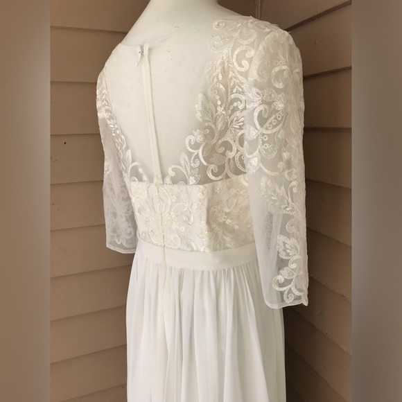 NWT. JJ’S House formal white dress, size: 16 / Length 412 “ long. Ivory - Picture 7 of 16